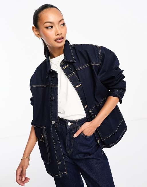 Waven - Liedje - Camicia giacca squadrata indaco grezzo