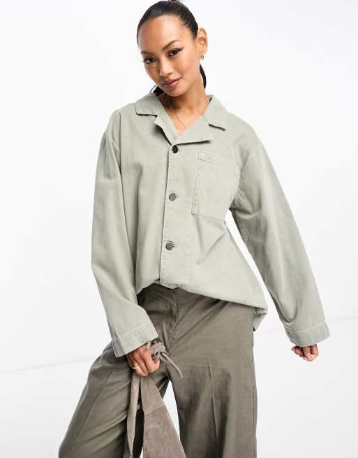 Waven - Mette - Chemise de pyjama - Vert effet sali