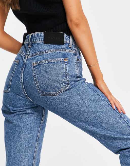 Waven mom jeans in american blue, 3 of 4