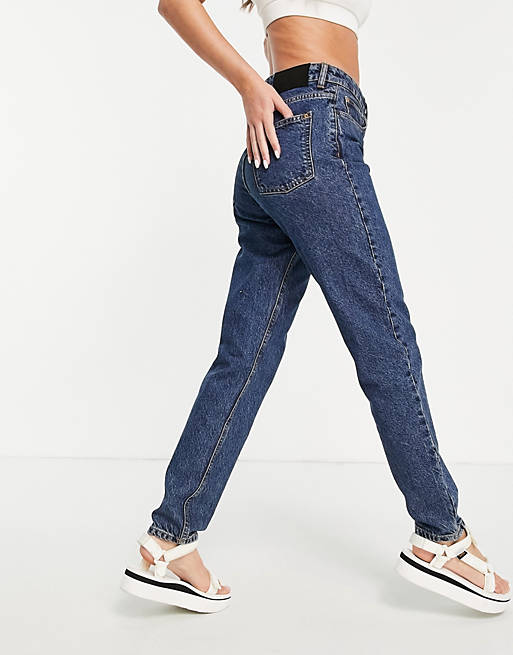 Waven mom jeans in washed indigo