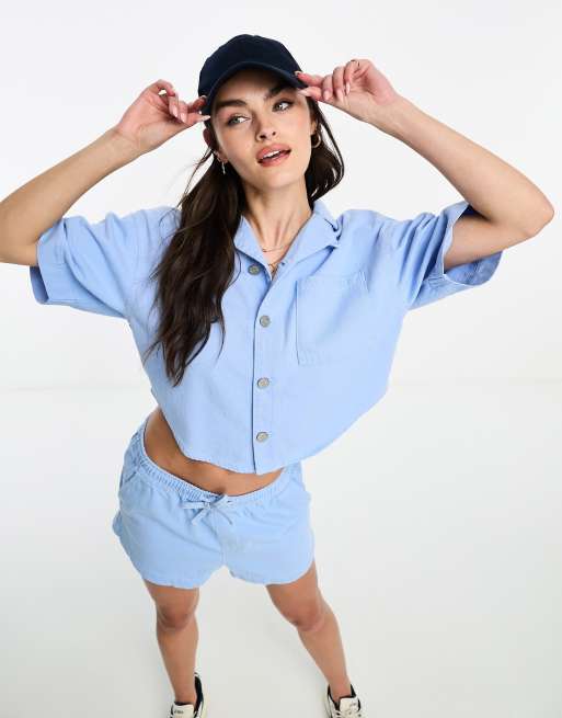 Waven nomie revere denim shirt in tranquil blue