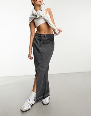 Waven nora split hem maxi skirt in monochrome grey - ASOS Price Checker