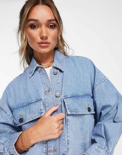 Waven - Oversized denimjakke i 90'er blå