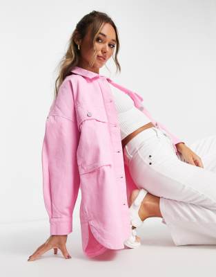 Waven oversized PJ style shirt co-ord in pink - ASOS Price Checker