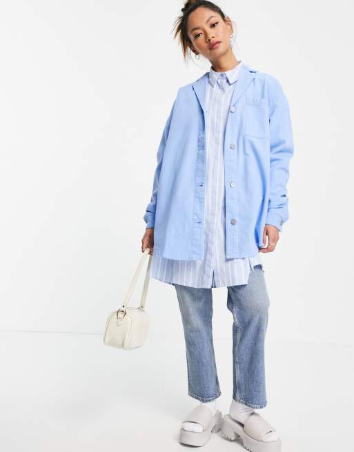 Waven – PJ Style – Oversize-Jeanshemd in Himmelblau