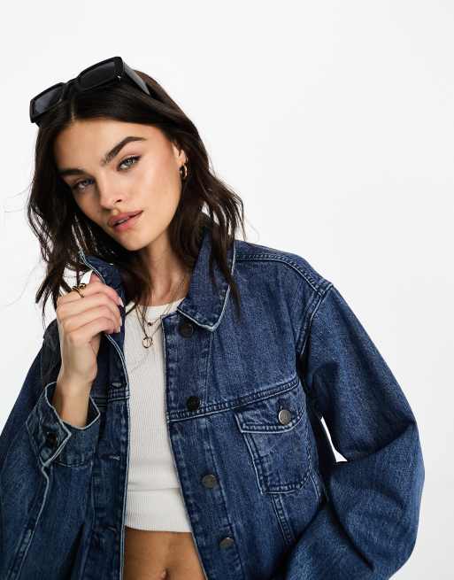 Waven – Ronni – Jeansowa kurtka oversize w kolorze spranego indygo, 3 z 4