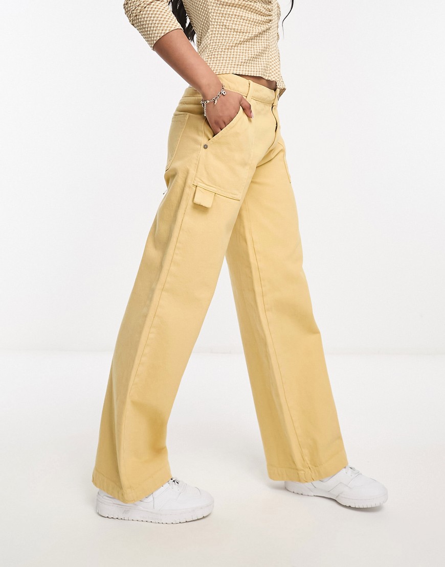 Waven rosco clean cargo jeans in sand-White
