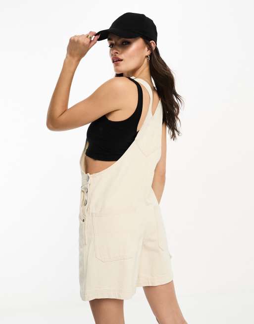 Waven sirra 90s denim dungarees in oat, 2 of 4