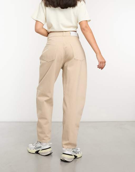 Waven slouchy mom fit jeans in beige