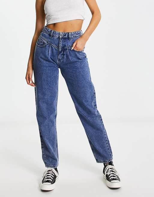 Shein Jeans Womens XS Blue High Waist Tapered Leg Mom Denim Pants