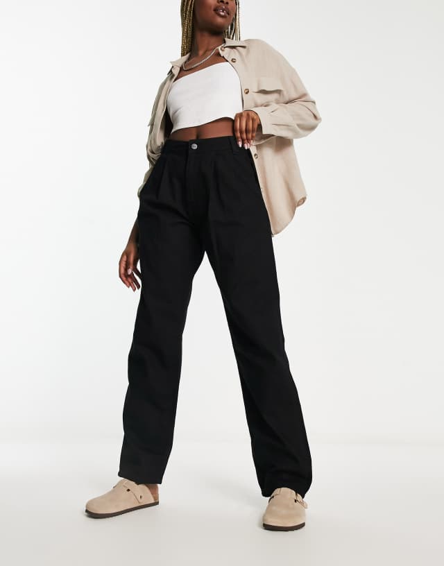 Waven - slouchy mom jeans with pleat details in solid black