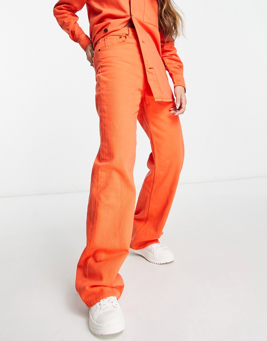 Waven slouchy wide leg jeans co-ord in orange