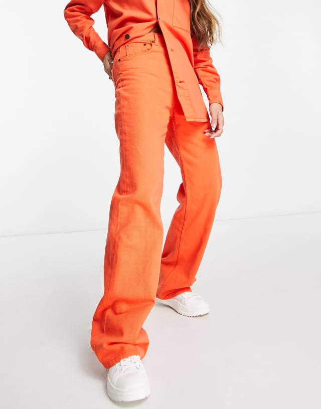 Waven slouchy wide leg jeans in orange - part of a set