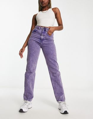 Waven super high waist straight leg co-ord jeans in acid wash purple - ASOS Price Checker