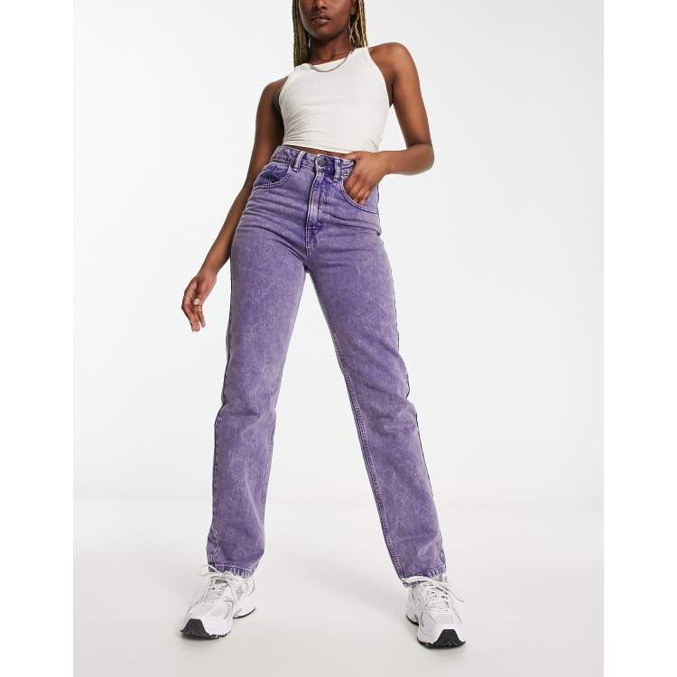 Long Inseam Straight Leg Dark Wash Jeans, Purple Door