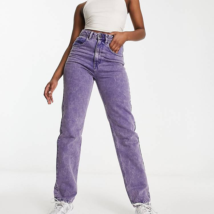 bogstaveligt talt Hårdhed Tæt Waven super high waist straight leg jeans in acid wash purple - part of a  set | ASOS