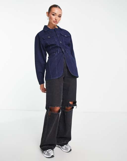 Waven tailored denim blazer in dark indigo - part of a set, 4 of 4