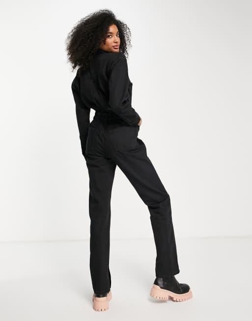 Waven - Tate - Ensfarvet jumpsuit med western-detalje i sort denim, 2 af 4