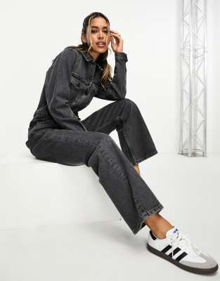 Shop Waven ulla long sleeve boiler suit in monochrome grey Online – Trendy & Affordable Fashion