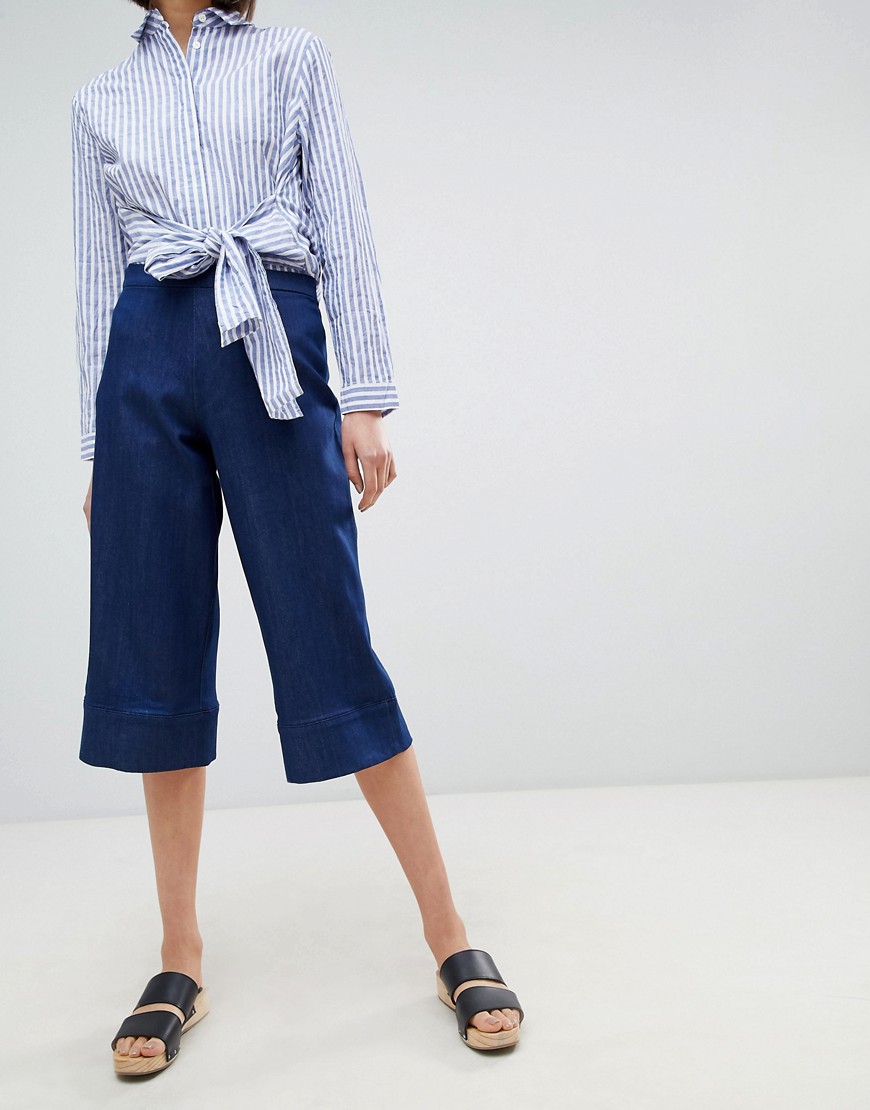 Waven – Vera – Culotte-byxor i denim-Blå