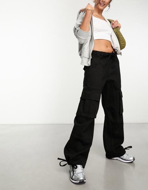 Waven - Viggo - Denim cargobroek met hoge taille in zwart, deel van co-ord set