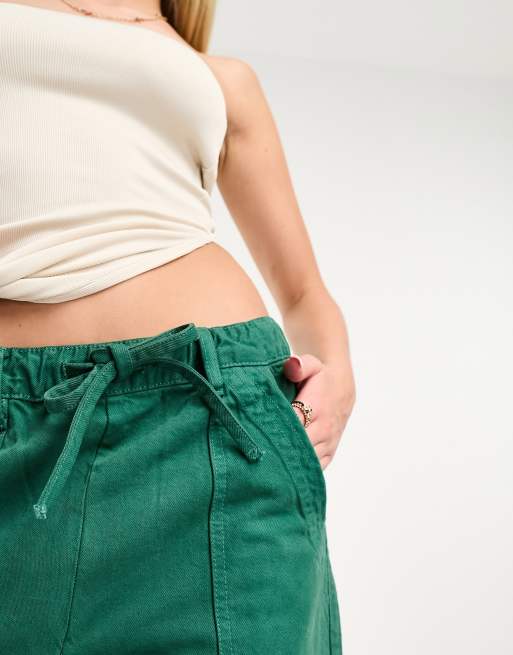 Waven viggo high rise denim cargo trousers in malachite green | ASOS