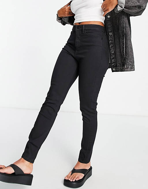 Waven - Vormgevende jeans met hoge taille in zwart