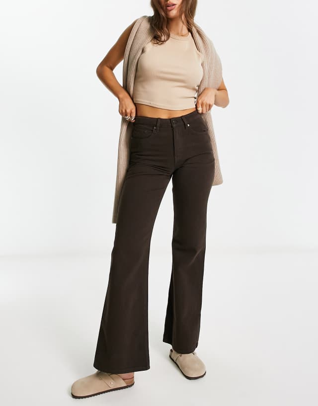 Waven wide leg high waist jeans in brown