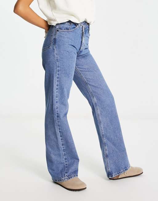 Waven wide leg jeans with asymmetric waist in american blue