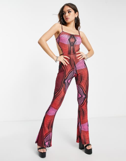 Pink snake cheap print jumpsuit