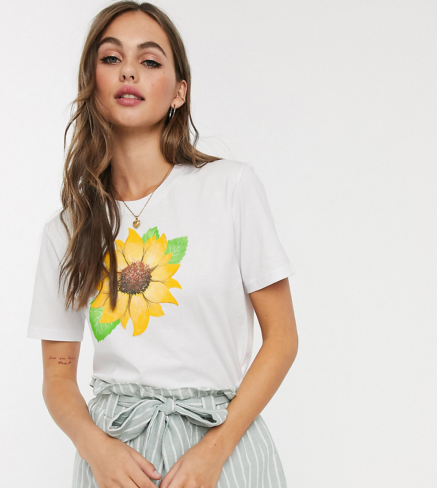 We Are Hairy People - T-shirt van organisch katoen met handgeschilderde zonnebloem-Wit