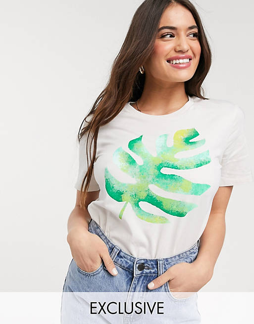 We Are Hairy People – T-shirt z bawełny organicznej z nadrukiem ręcznie malowanej palmy