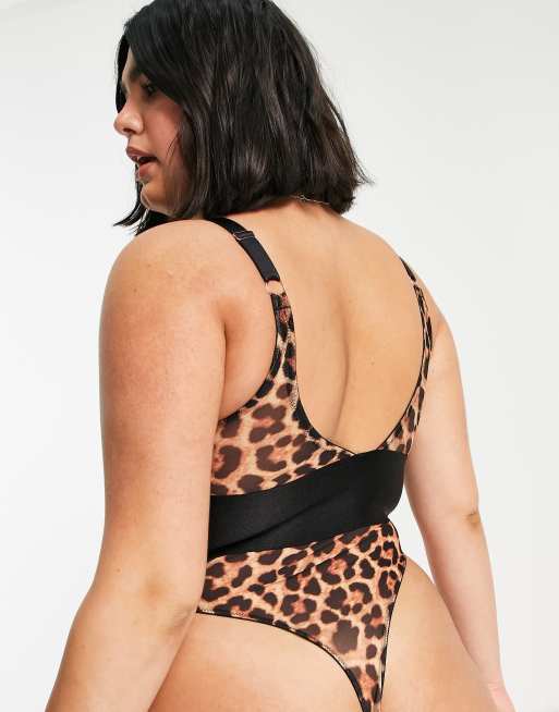 We Are We Wear - Curve - Body i leopardprint med superhög benskärning i polyestermix - MULTI, 3 av 4