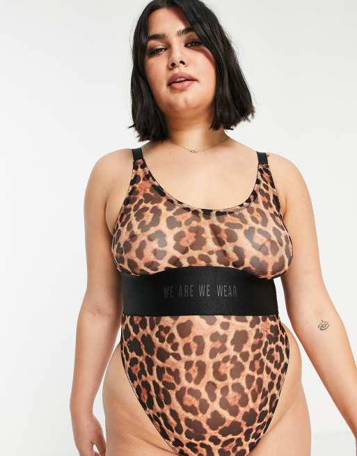 We Are We Wear - Curve - Body i leopardprint med superhög benskärning i polyestermix - MULTI, 4 av 4