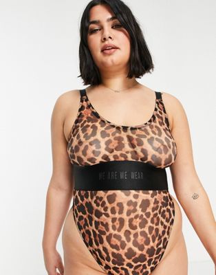 Lingerie et pyjamas We Are We Wear Curve - Body super échancré en tulle de polyester recyclé à imprimé léopard