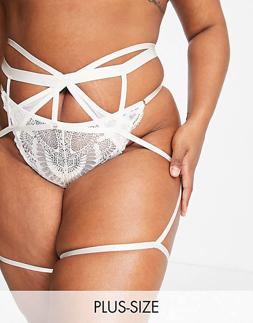 We Are We Wear Curve nylon blend extreme strappy suspender leg harness in white