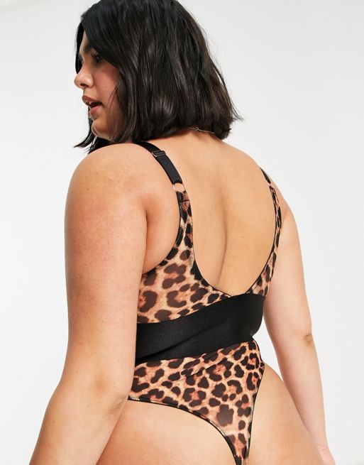 Plus Size Lingerie for Women Sexy Lingerie Leopard Mesh One-Piece