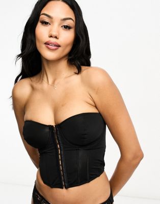 We Are We Wear Fuller Bust nylon blend micro corset bra in oyster