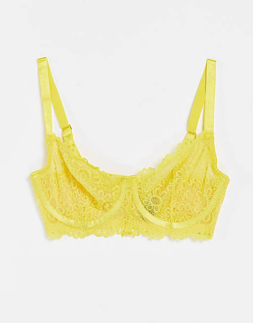 We Are We Wear Fuller Bust lace non padded bra in yellow