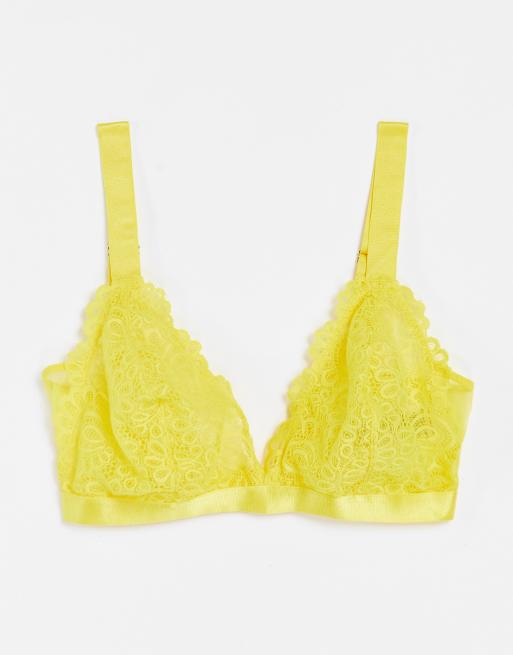 We Are We Wear Fuller Bust lace triangle bralet in yellow