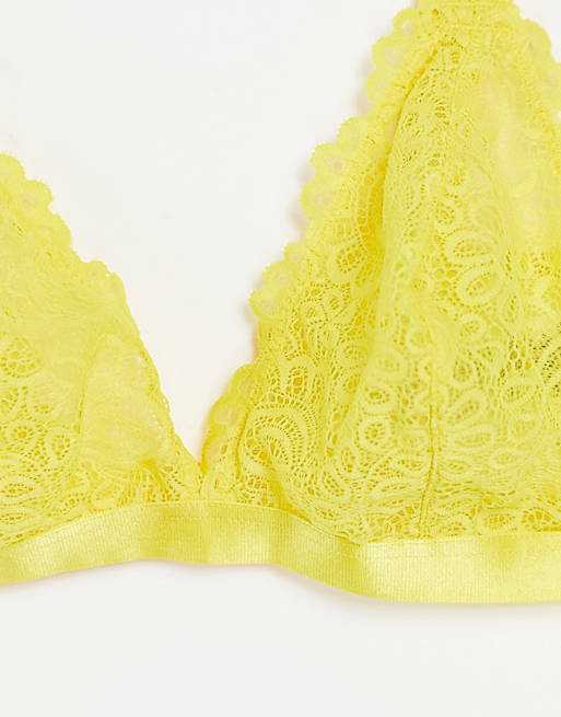 We Are We Wear Fuller Bust lace triangle bralet in yellow