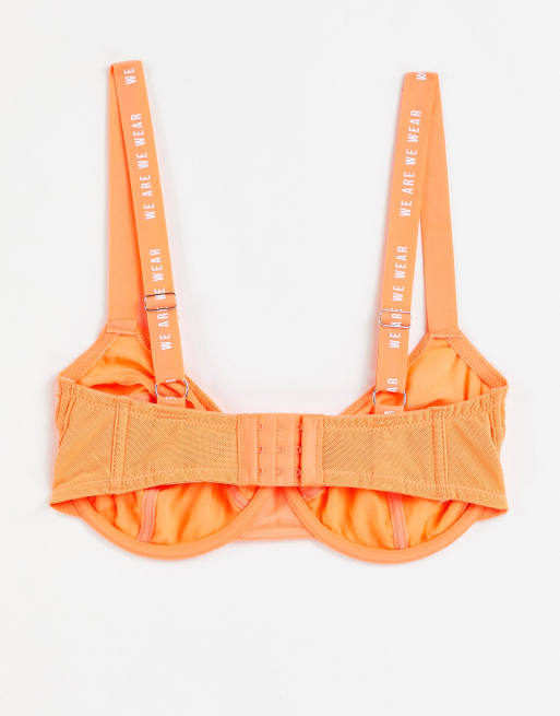 We Are We Wear Fuller Bust mesh sheer balconette bra in orange - ORANGE, 2 of 4