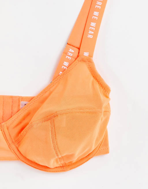 We Are We Wear Fuller Bust mesh sheer balconette bra in orange - ORANGE, 4 of 4