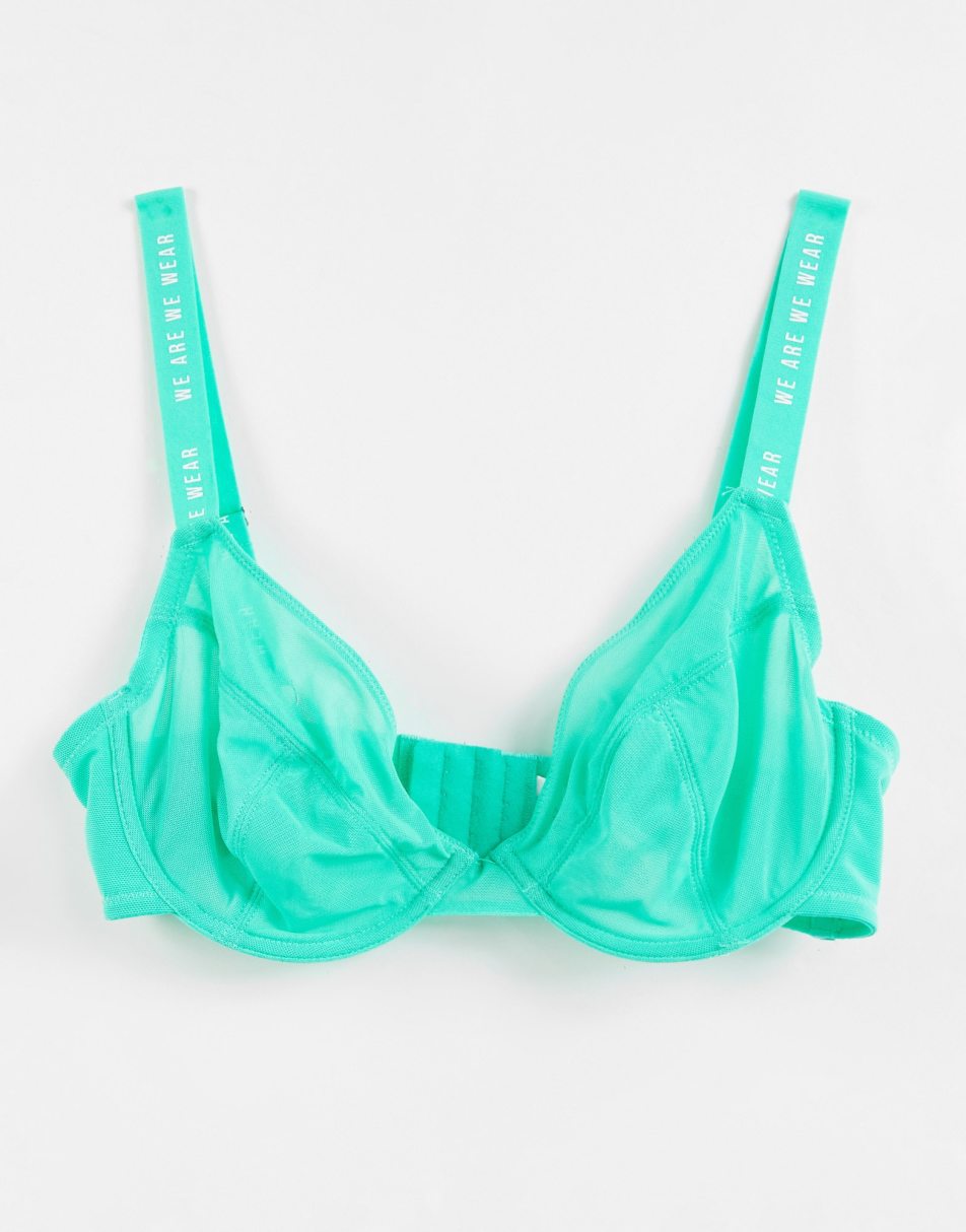 We Are We Wear Fuller Bust plunge bra with velvet and hardwear trims in  teal