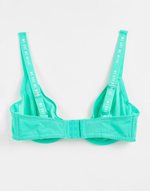 We Are We Wear Fuller Bust mesh sheer plunge bra in green - MGREEN, 2 of 4