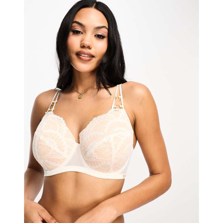 We Are We Wear Fuller Bust micro and lace multiway underwired bra in oyster