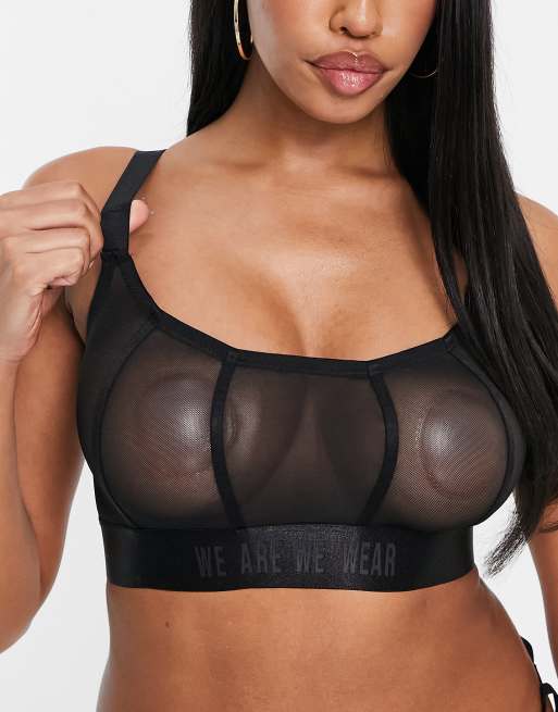 ALMOST GONE Sexy Sheer See Through Mesh Tank workout Sports Bra White or  Black