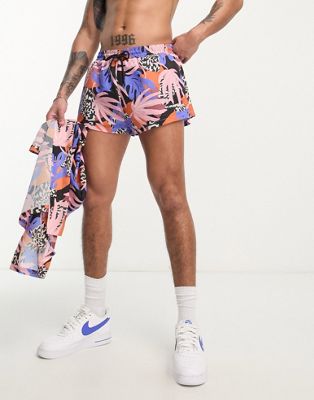We Are We Wear jayce beach swim short co-ord in cabana tropical print  - ASOS Price Checker