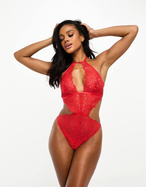 We Are We Wear - Kanten body met bandjes aan de achterkant in rood