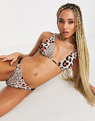 We Are We Wear mix and match Lenni high apex triangle bikini top in leopard print - MULTI - ASOS Price Checker
